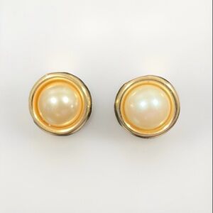 Vintage Napier Gold and Cream Pearl Earrings